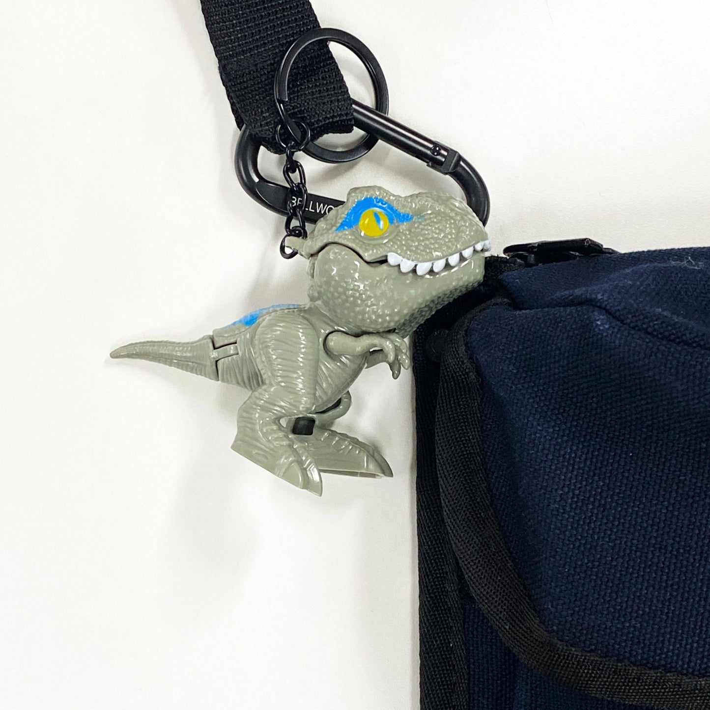Trex dinosaur Key Chain 2 inch Carabiner Clip (Green + Gray)