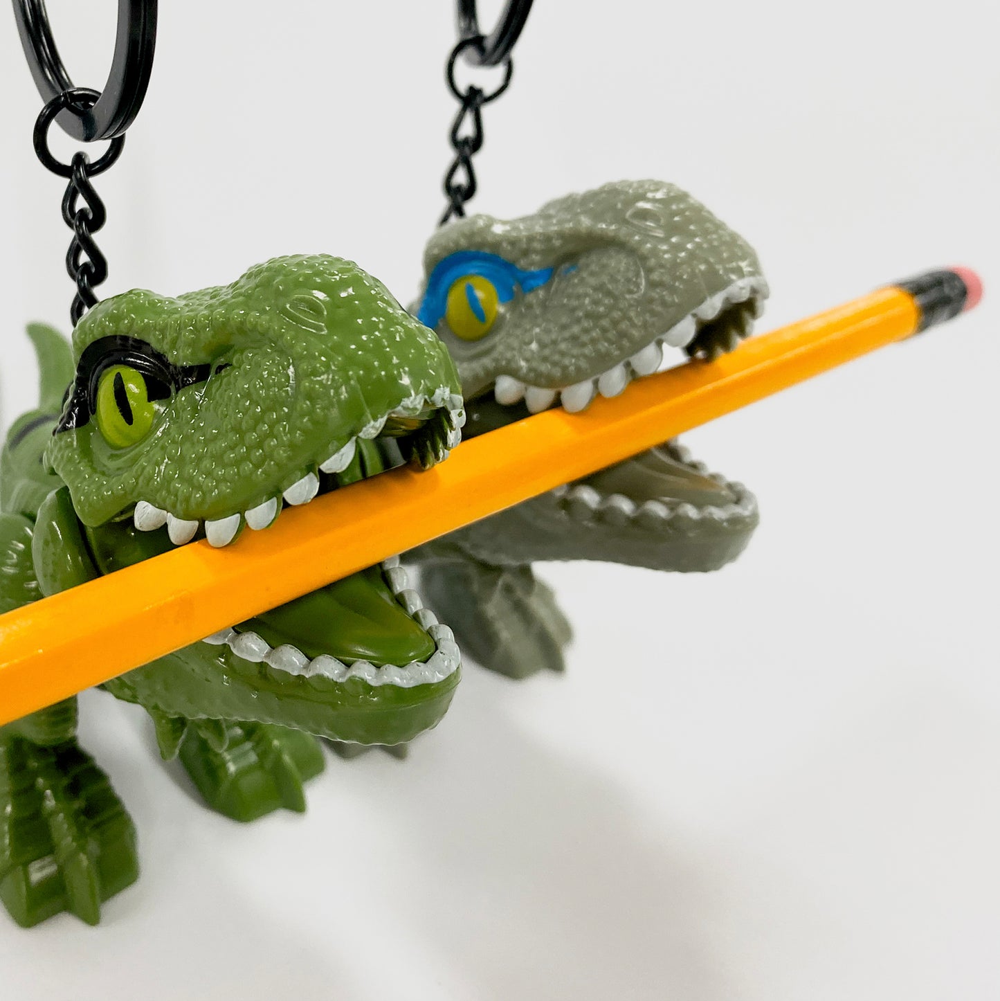 Trex dinosaur Key Chain 2 inch Carabiner Clip (Green + Gray)
