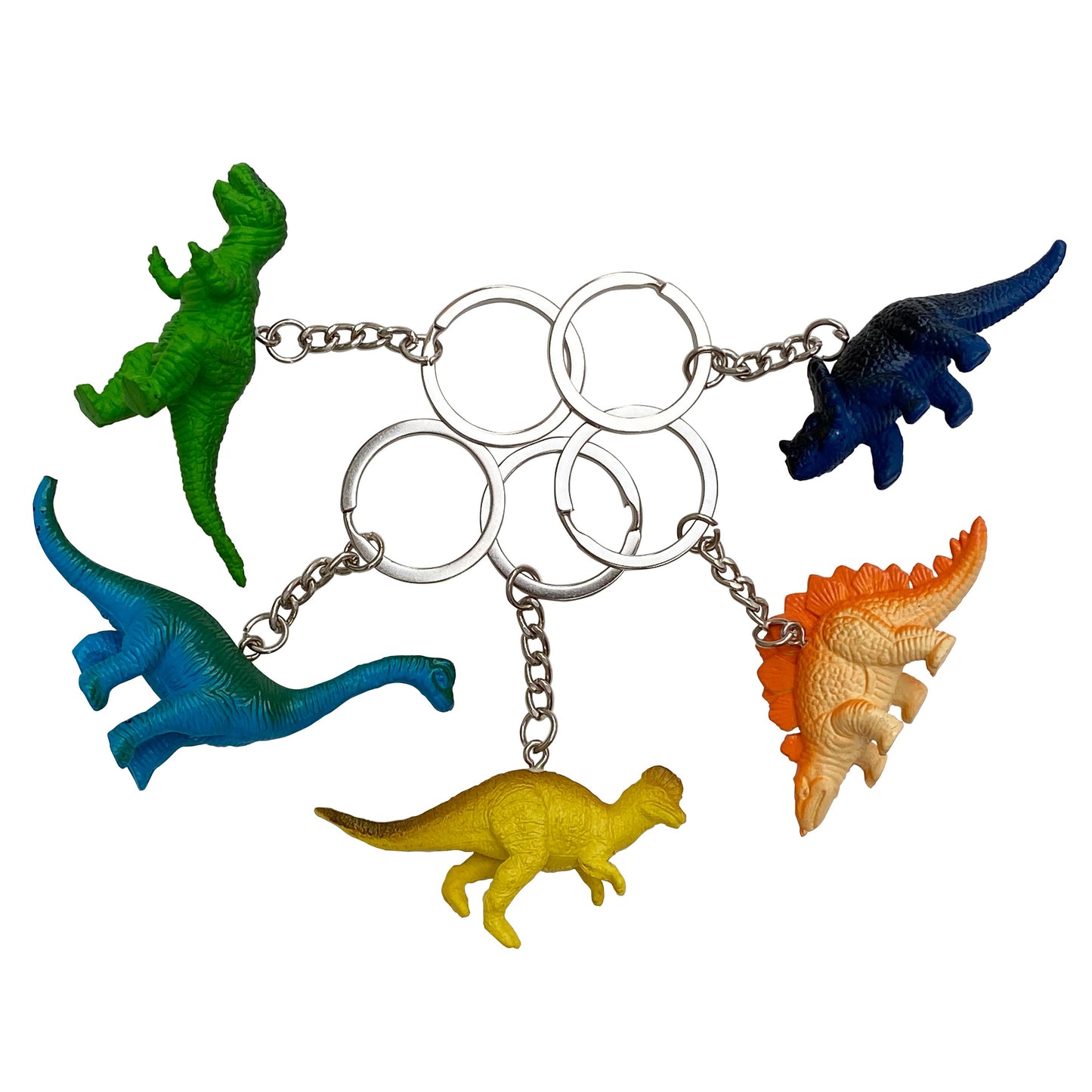 dinofactory 5 Pcs Dinosaur Key Rings With Mini Figures for Kids