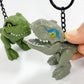 Trex dinosaur Key Chain 2 inch Carabiner Clip (Green + Gray)