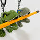 Trex dinosaur Key Chain 2 inch Carabiner Clip (Green + Gray)