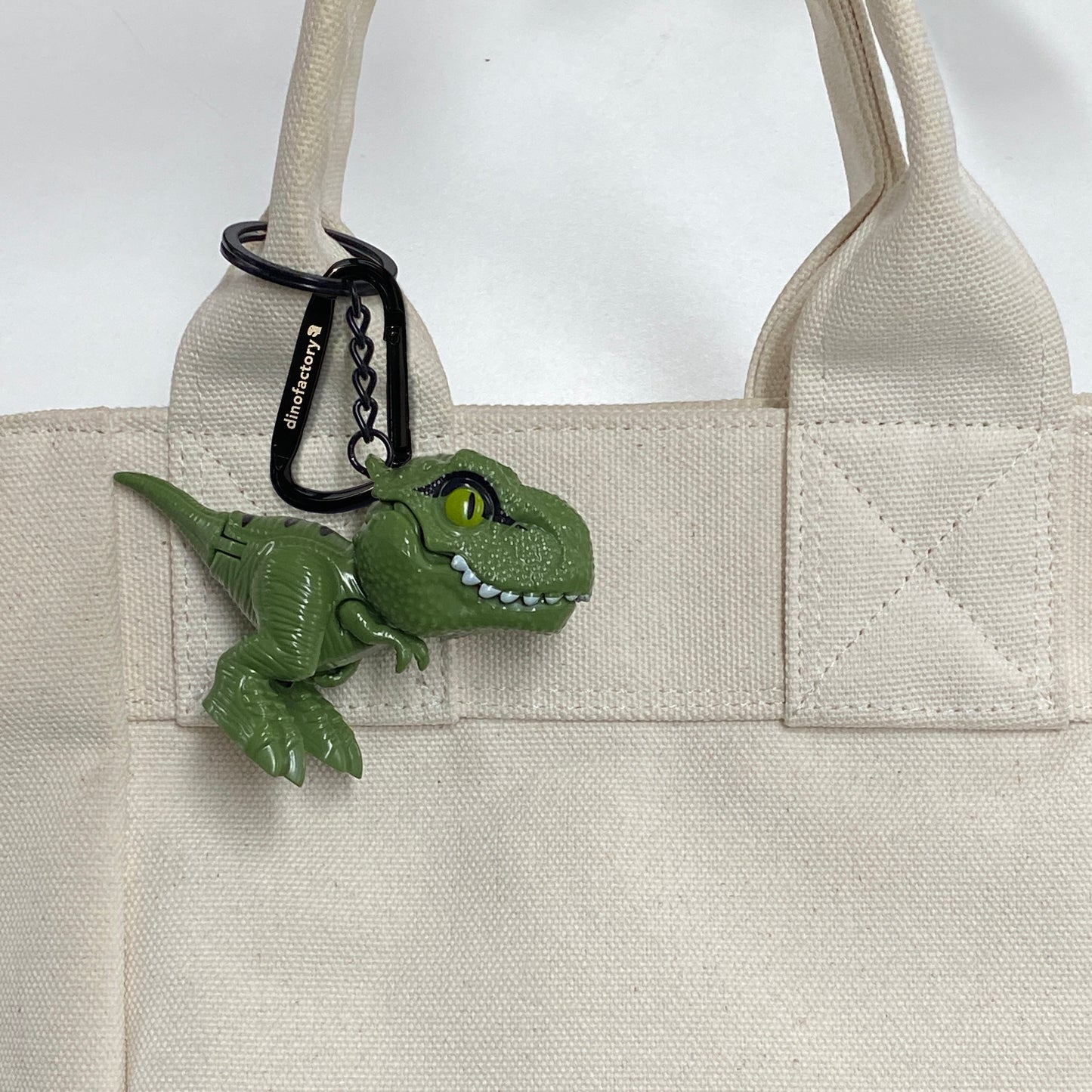 Trex dinosaur Key Chain 2 inch Carabiner Clip (Green + Gray)