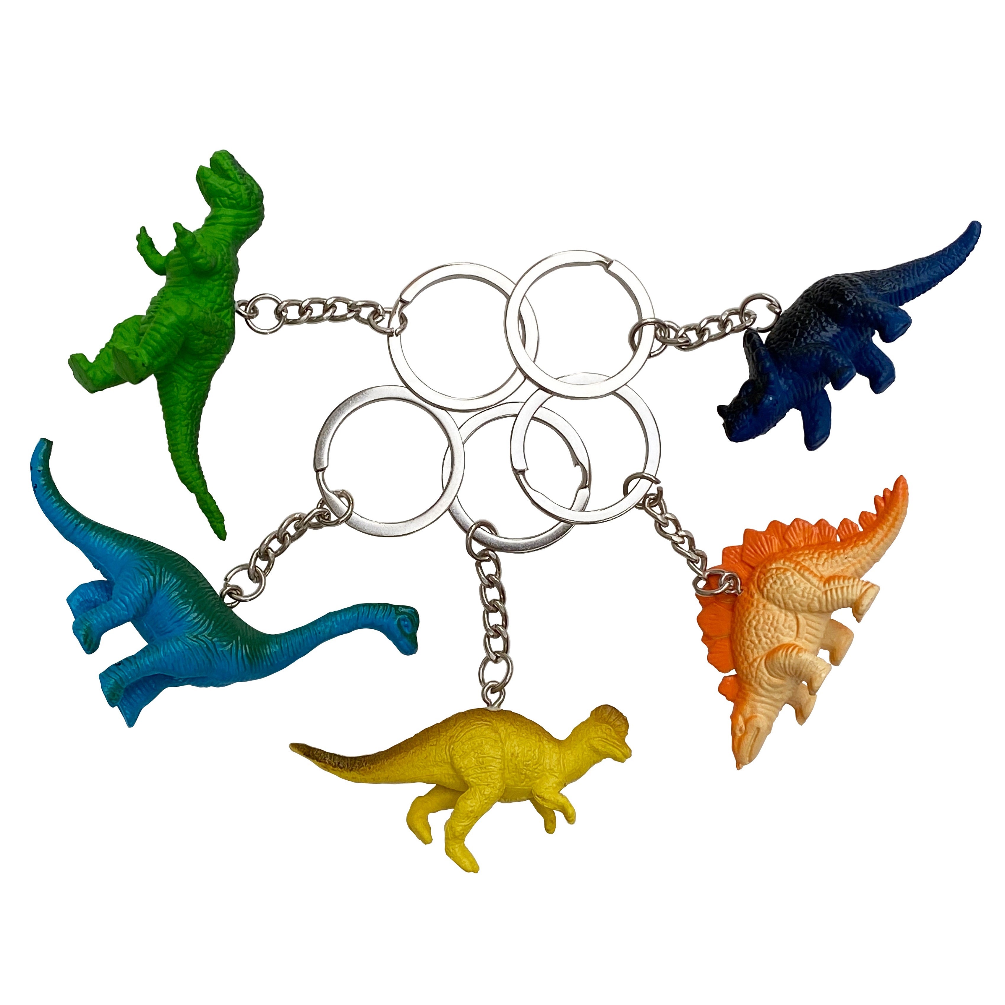 Dinosaur Key Rack dinofactory 5 Pcs Dinosaur Key Rings With Mini Figures for Kids
